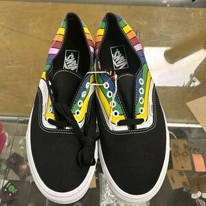 VANS AUTHENTIC SKATEBOARDING BLACK MULTICOLOR SHOES MENS US 11.5